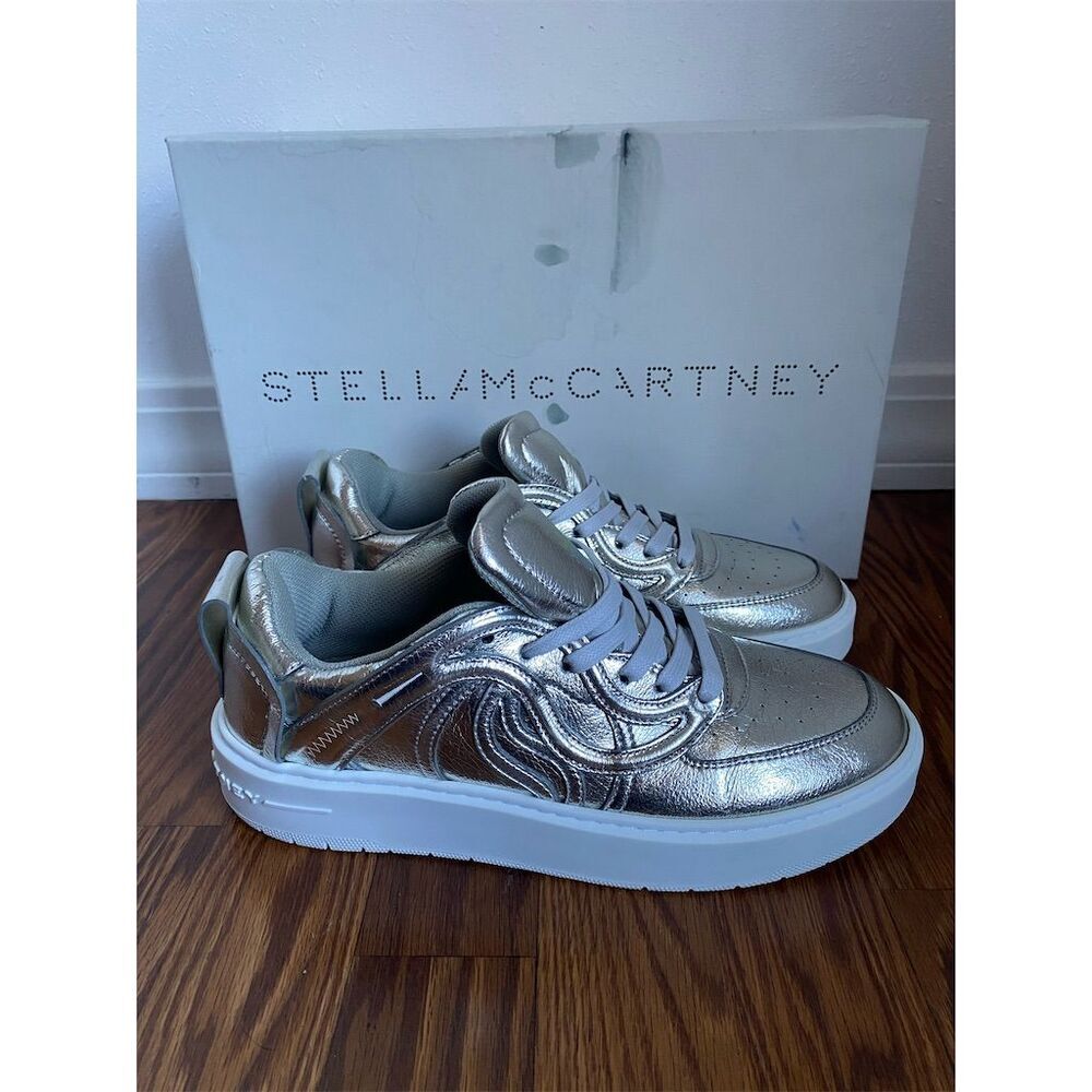 Stella McCartney Metallic Silver Platform Athletic Sneakers - Picture 2 of 10